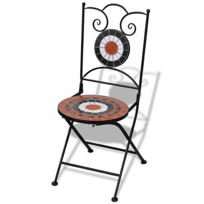 vidaXL Folding Bistro Chairs 2 pcs Ceramic Terracotta and White Image 2
