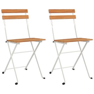 vidaXL Folding Bistro Chairs 2 pcs Solid Wood Acacia and Steel Image 1