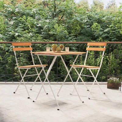 vidaXL Folding Bistro Chairs 2 pcs Solid Wood Acacia and Steel Image 1