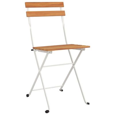 vidaXL Folding Bistro Chairs 2 pcs Solid Wood Acacia and Steel Image 3