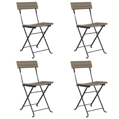 vidaXL Folding Bistro Chairs 4 pcs Gray Poly Rattan and Steel Image 1