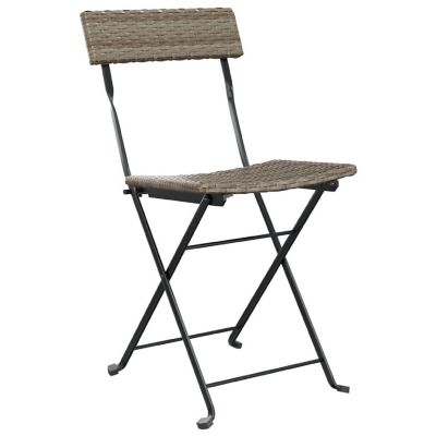 vidaXL Folding Bistro Chairs 4 pcs Gray Poly Rattan and Steel Image 2