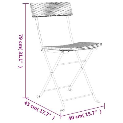 vidaXL Folding Bistro Chairs 4 pcs Gray Poly Rattan and Steel Image 3