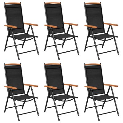 vidaXL Folding Outdoor Chairs 6 pcs Textilene Black Image 1