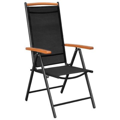 vidaXL Folding Outdoor Chairs 6 pcs Textilene Black Image 2