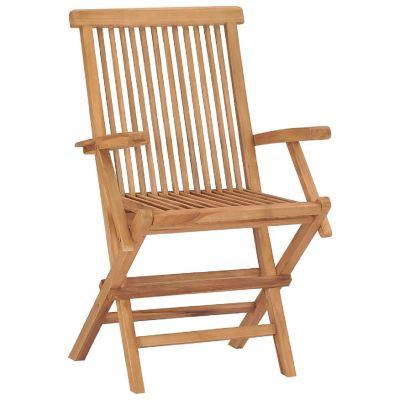 vidaXL Folding Patio Chairs 2 pcs Solid Teak Wood Balcony Seat Image 2