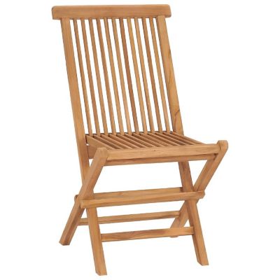 vidaXL Folding Patio Chairs 2 pcs Solid Teak Wood Seating Seat Image 2