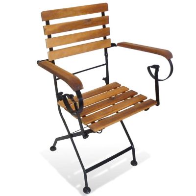 vidaXL Folding Patio Chairs 2 pcs Steel and Solid Wood Acacia Image 1