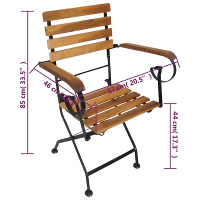 vidaXL Folding Patio Chairs 2 pcs Steel and Solid Wood Acacia Image 3