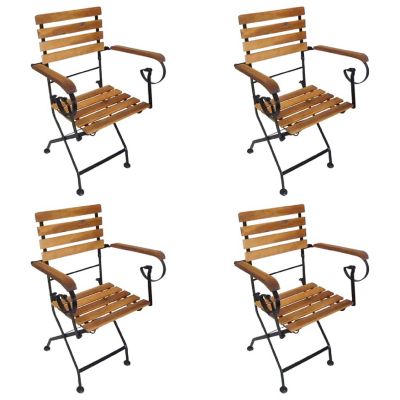 vidaXL Folding Patio Chairs 4 pcs Steel and Solid Wood Acacia Image 1