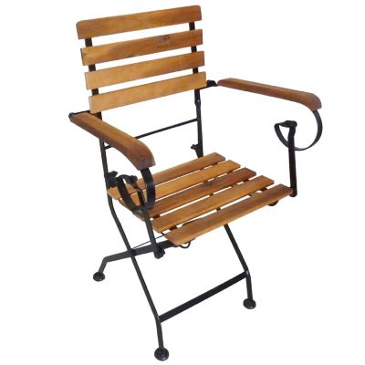 vidaXL Folding Patio Chairs 4 pcs Steel and Solid Wood Acacia Image 2