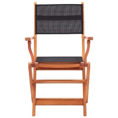 vidaXL Folding Patio Chairs 6 pcs Black Solid Eucalyptus Wood&Textilene Image 3