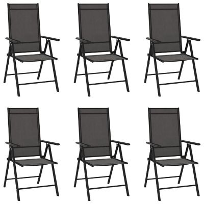 vidaXL Folding Patio Chairs 6 pcs Textilene Black Image 1