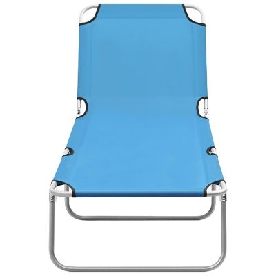 vidaXL Folding Sun Lounger Steel and Fabric Turquoise Blue Image 2