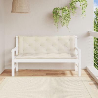vidaXL Garden Bench Cushions 2pcs Cream White 59.1"x19.7"x2.8" Oxford Fabric Image 1