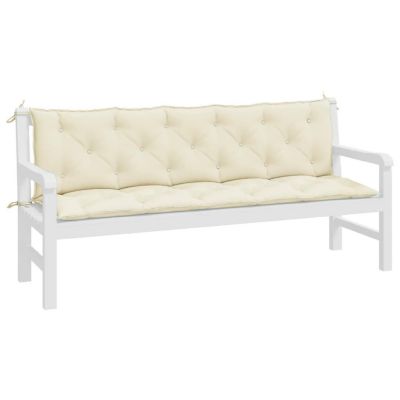 vidaXL Garden Bench Cushions 2pcs Cream White 70.9"x19.7"x2.8" Oxford Fabric Image 2