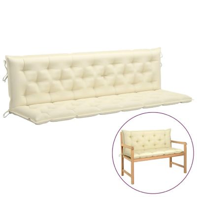 vidaXL Garden Bench Cushions 2pcs Cream White 78.7"x19.7"x2.8" Oxford Fabric Image 1