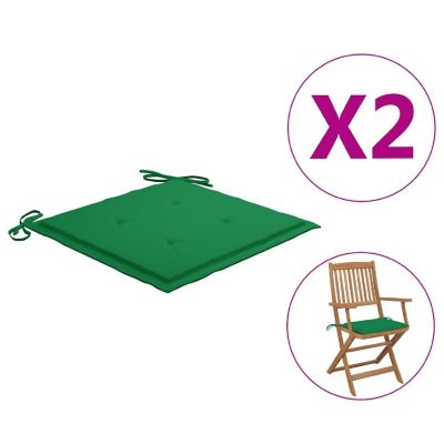 vidaXL Garden Chair Cushions 2 pcs Green 15.7"x15.7"x1.2" Oxford Fabric Image 1