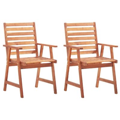 vidaXL Garden Dining Chairs 2 pcs with Cushions Solid Acacia Wood Image 2