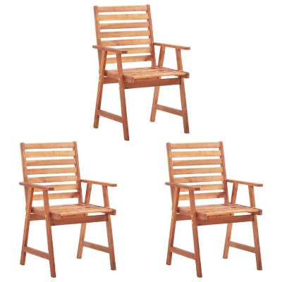 vidaXL Garden Dining Chairs 3 pcs with Cushions Solid Acacia Wood Green Image 2
