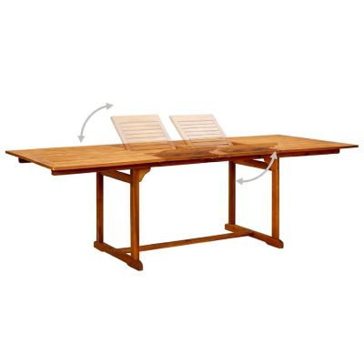 vidaXL Garden Dining Table (63"-94.5")x39.4"x29.5" Solid Acacia Wood Image 3