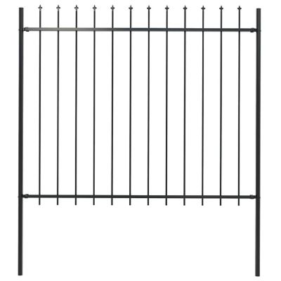 vidaXL Garden Fence with Spear Top Steel 66.9"x59.1" Black Image 1