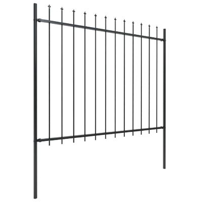 vidaXL Garden Fence with Spear Top Steel 66.9"x59.1" Black Image 2