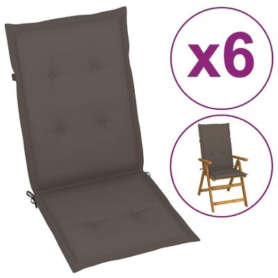 vidaXL Garden Highback Chair Cushions 6 pcs Taupe 47.2"x19.7"x1.2" Fabric Image 1
