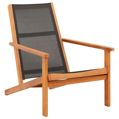 vidaXL Garden Lounge Chair Black Solid Eucalyptus Wood and Textilene Image 1