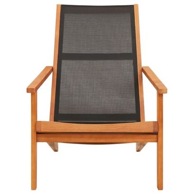 vidaXL Garden Lounge Chair Black Solid Eucalyptus Wood and Textilene Image 2