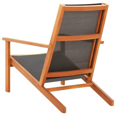 vidaXL Garden Lounge Chair Black Solid Eucalyptus Wood and Textilene Image 3