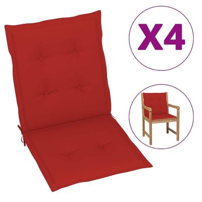 vidaXL Garden Lowback Chair Cushions 4 pcs Red 39.4"x19.7"x1.2" Oxford Fabric Image 1