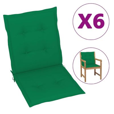 vidaXL Garden Lowback Chair Cushions 6 pcs Green 39.4"x19.7"x1.2" Oxford Fabric Image 1