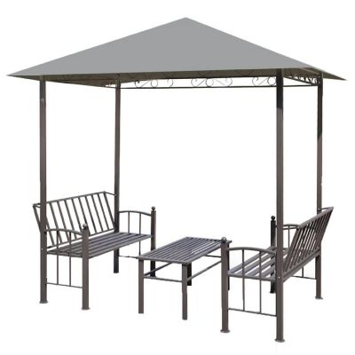 vidaXL Garden Pavilion with Table and Benches 8.2'x4.9'x7.8' Anthracite Image 1