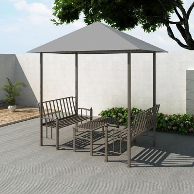 vidaXL Garden Pavilion with Table and Benches 8.2'x4.9'x7.8' Anthracite Image 1