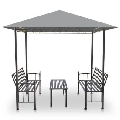 vidaXL Garden Pavilion with Table and Benches 8.2'x4.9'x7.8' Anthracite Image 3