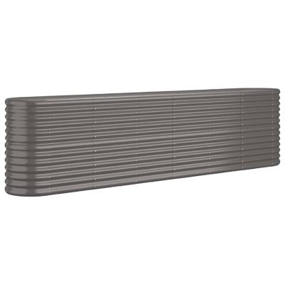 vidaXL Garden Raised Bed Powder-coated Steel 102.4"x15.7"x26.8" Gray Image 1