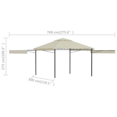 vidaXL Gazebo with Double Extended Roofs 9.8'x9.8'x9' Cream 0.6 oz/ft&#178; Image 3