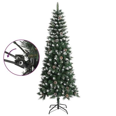 VidaXL Green/White PVC/Steel Artificial Christmas Tree with Stand Image 3