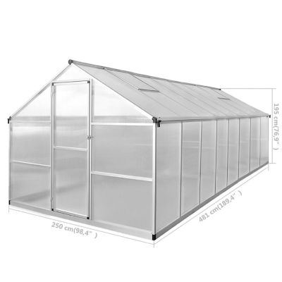 vidaXL Greenhouse Aluminum 189.4"x98.4"x76.8" 827.8 ft&#179; Image 3