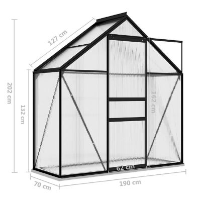vidaXL Greenhouse Anthracite Aluminum 14.3 ft&#178; greenhouse Image 3