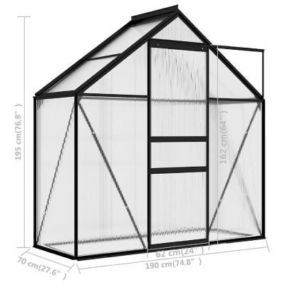 vidaXL Greenhouse Anthracite Aluminum 14.3 ft&#178; Image 3