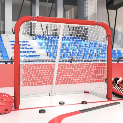 vidaXL Hockey Goal Red and White 53.9"x26"x44.1" Polyester Image 1
