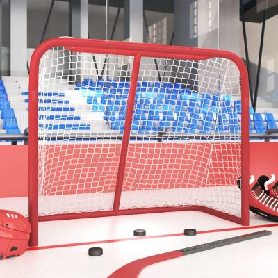 vidaXL Hockey Goal Red and White 72"x28"x48" Polyester Image 1