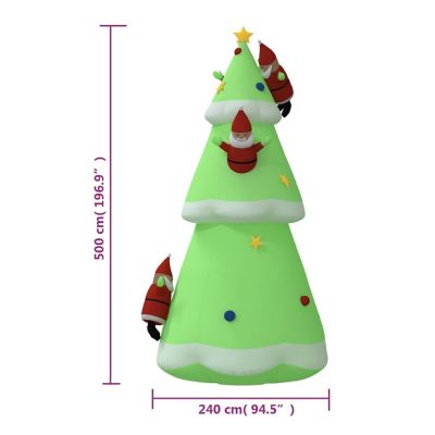 vidaXL Inflatable Christmas Tree with LEDs 196.9" Image 3
