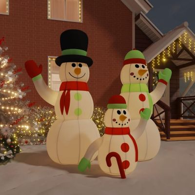vidaXL Inflatable Snowman Family with LEDs 12 ft Image 1