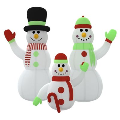 vidaXL Inflatable Snowman Family with LEDs 12 ft Image 3