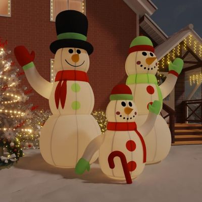 vidaXL Inflatable Snowman Family with LEDs 16 ft Image 1