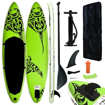 vidaXL Inflatable Stand Up Paddleboard Set 120.1"x29.9"x5.9" Green Image 1