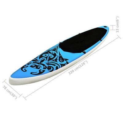 vidaXL Inflatable Stand Up Paddleboard Set 126"x29.9"x5.9" Blue Image 3